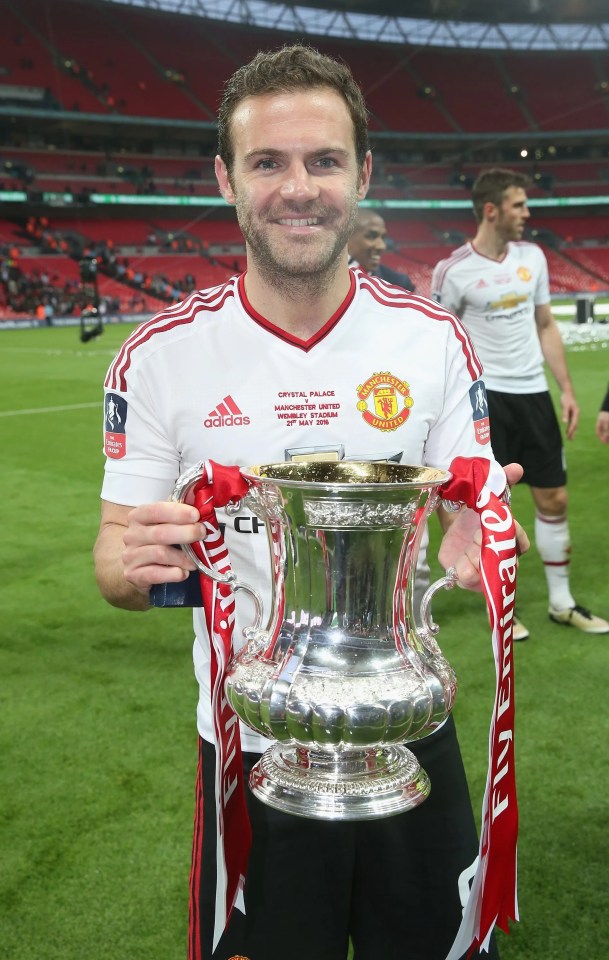 Juan Mata won the FA Cup with Manchester United after joining from Chelsea