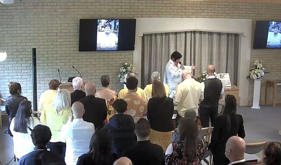 A funeral celebrant belted out Elvis classics at the farewell to a fan