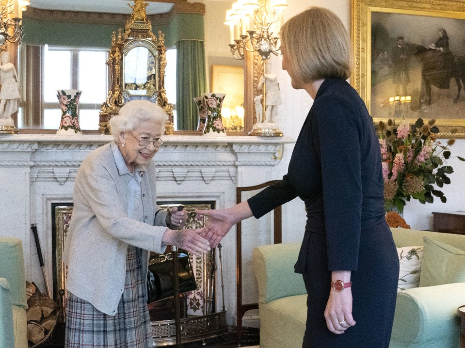 Queen Elizabeth II welcoming Liz Truss, inviting her to become Prime Minister in 2022