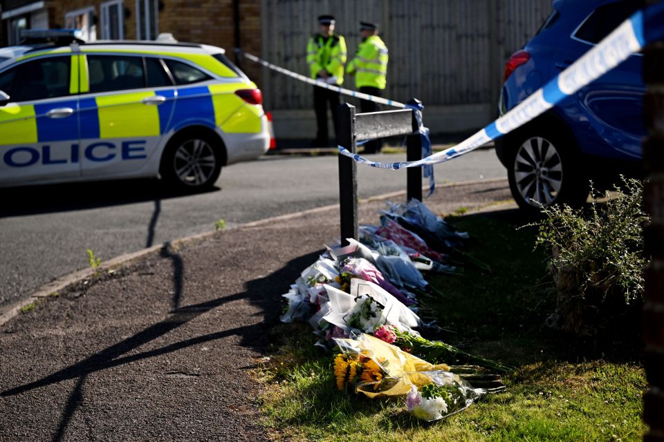 Floral tributes at the scene this morning