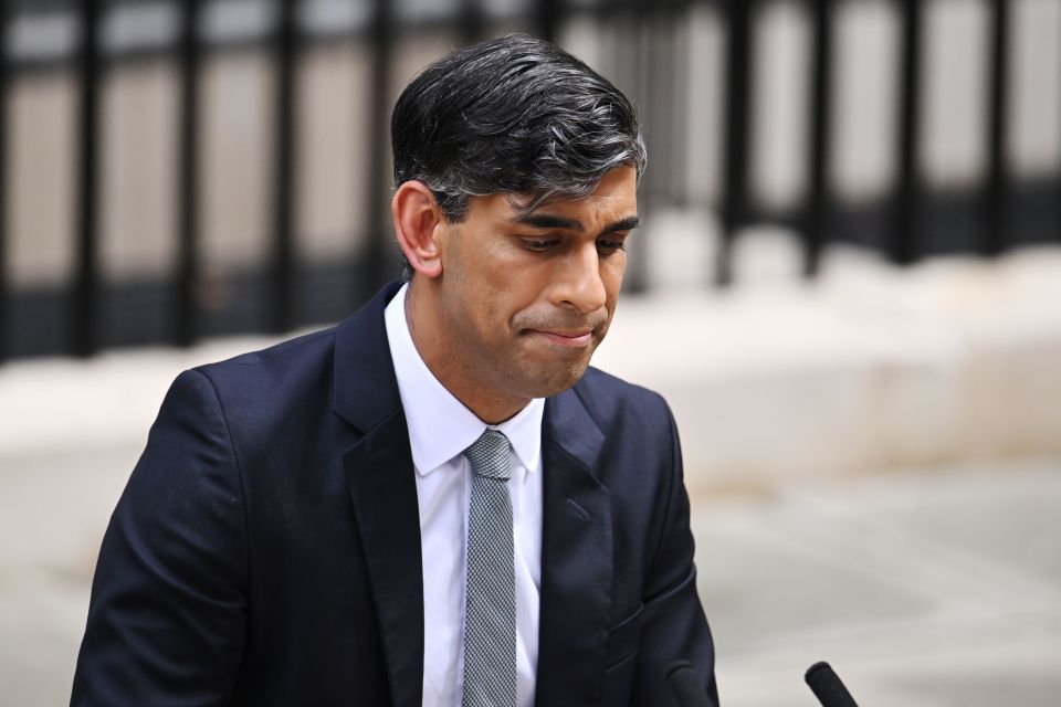 Rishi Sunak said he took responsibility for the Tories' election drubbing in an emotional speech outside No.10 this morning