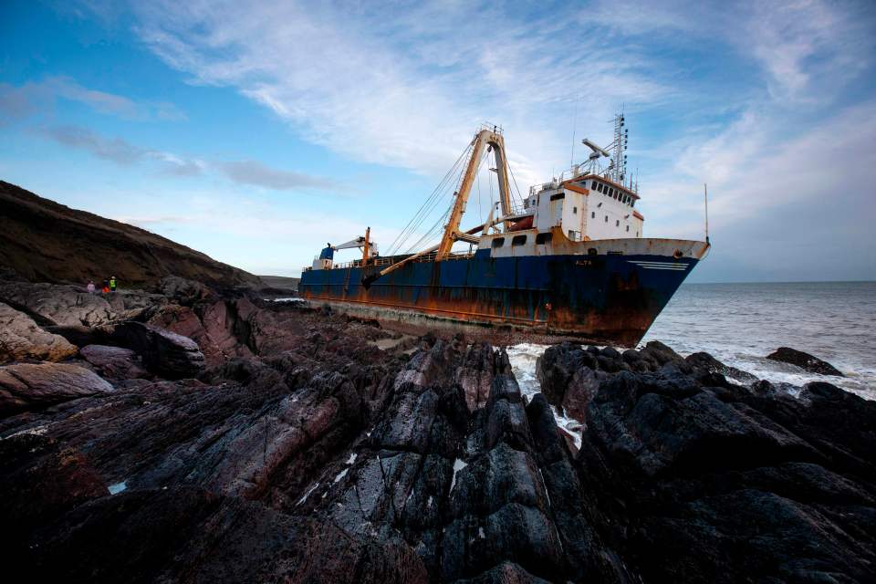 The abandoned cargo ship MV Alta near the village of Ballycotton on February 18, 2020