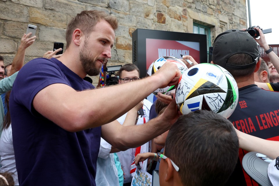 Harry Kane meets fans ahead of Sunday's final against Spain