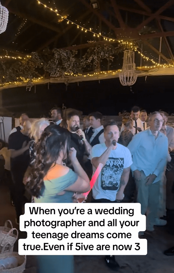 Five stunned fans when they turned up to perform at a wedding