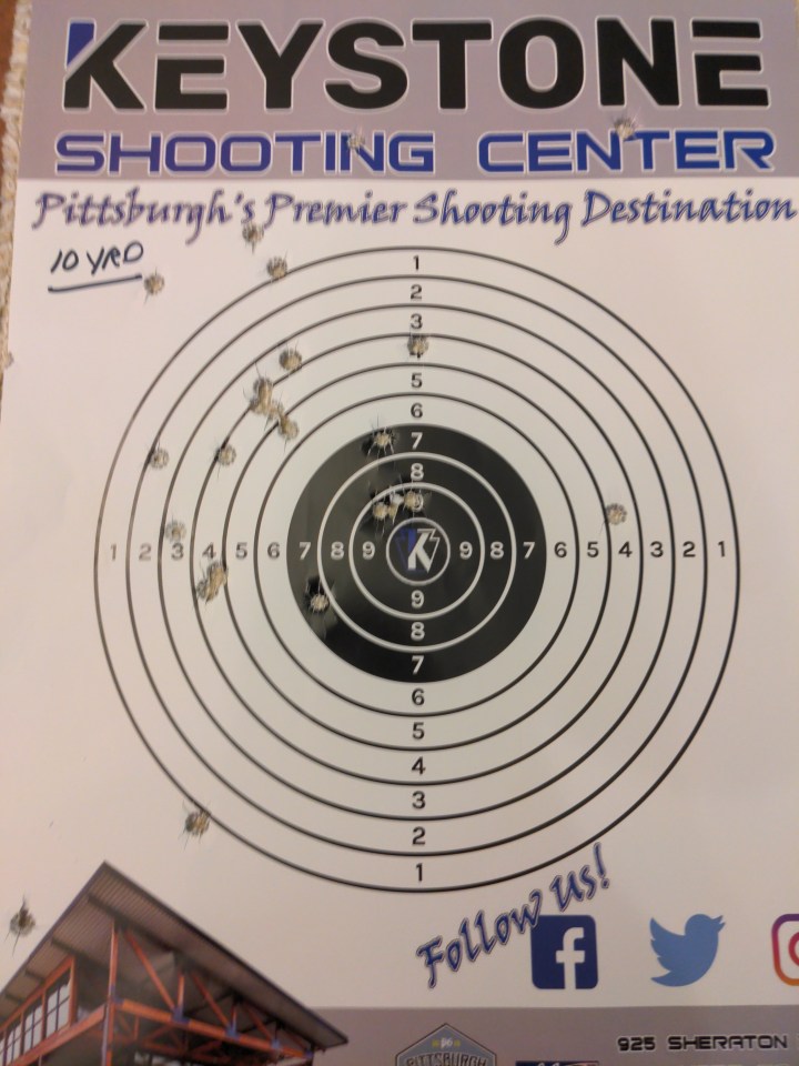 A paper target from the Keystone Shooting Centre in Cranberry, Pennsylvania