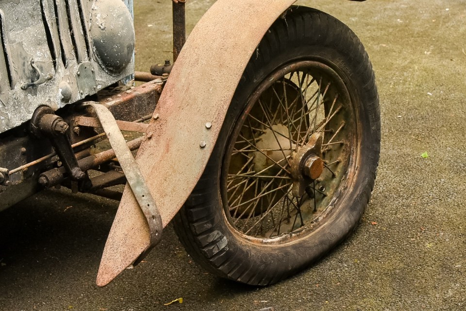 The once-glorious motor is rusted and suffering flat tyres