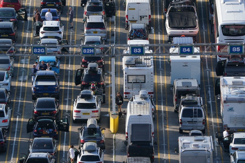 Holidaymakers queue up at the Port of Dover to get their summer break underway