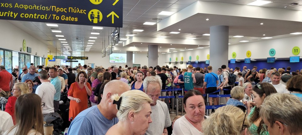 Hundreds of Brits were left stranded at Corfu Airport amid the fallout from the Microsoft outage