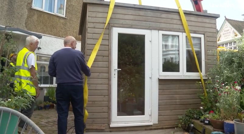 Steve hired a crane to prove his garden shed qualifies as a caravan