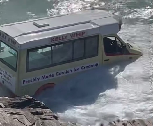 The tide came in when the van's owner nipped for a loo break