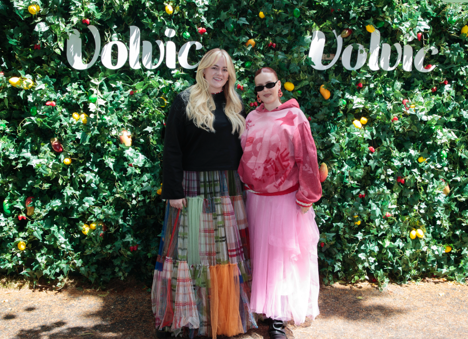 Anne-Marie meets winner of Volvic Emerging Artist Competition, Grace Davies, at American Express presents BST Hyde Park