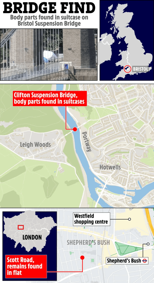 bridge find body parts found in suitcase on bristol suspension bridge