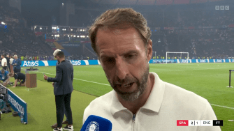 The Three Lions chief didn't shy away from the cameras and did a pitchside post-match interview