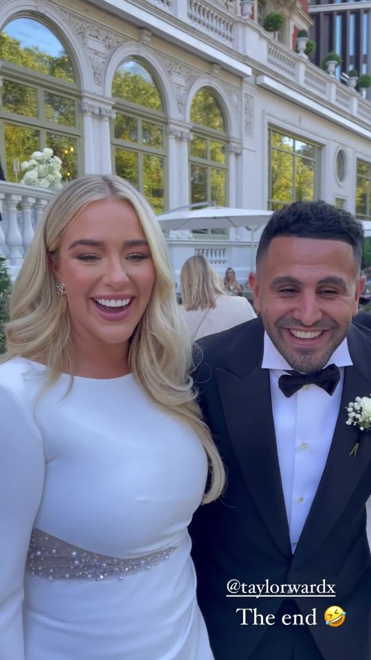 Riyad Mahrez and Taylor Ward had another wedding in Italy this week (pictured here during their London wedding)