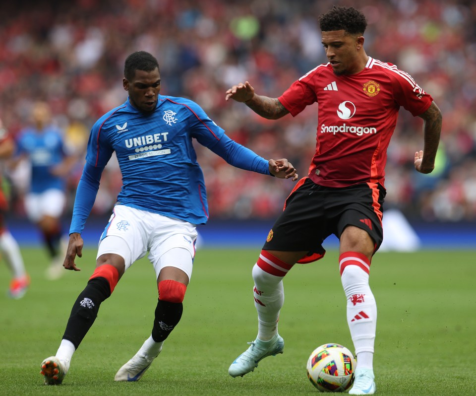 Sancho returned to United in a friendly against Rangers