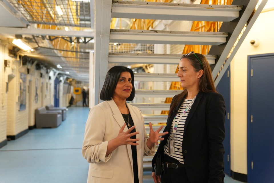 Justice Secretary Shabana Mahmood, with Governor Sarah Bott, during a visit to HMP Bedford in Harpur, Bedfordshire