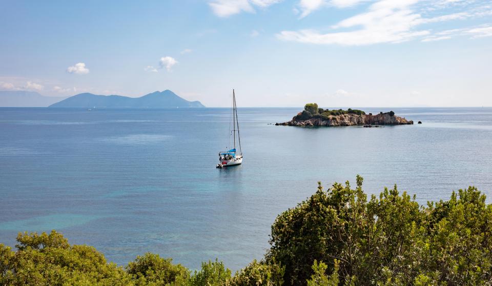 Getting to the island requires a boat from nearby places like Ithaca and Lefkada