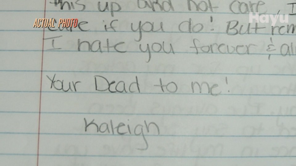 Kaleigh’s diary entries were used as evidence