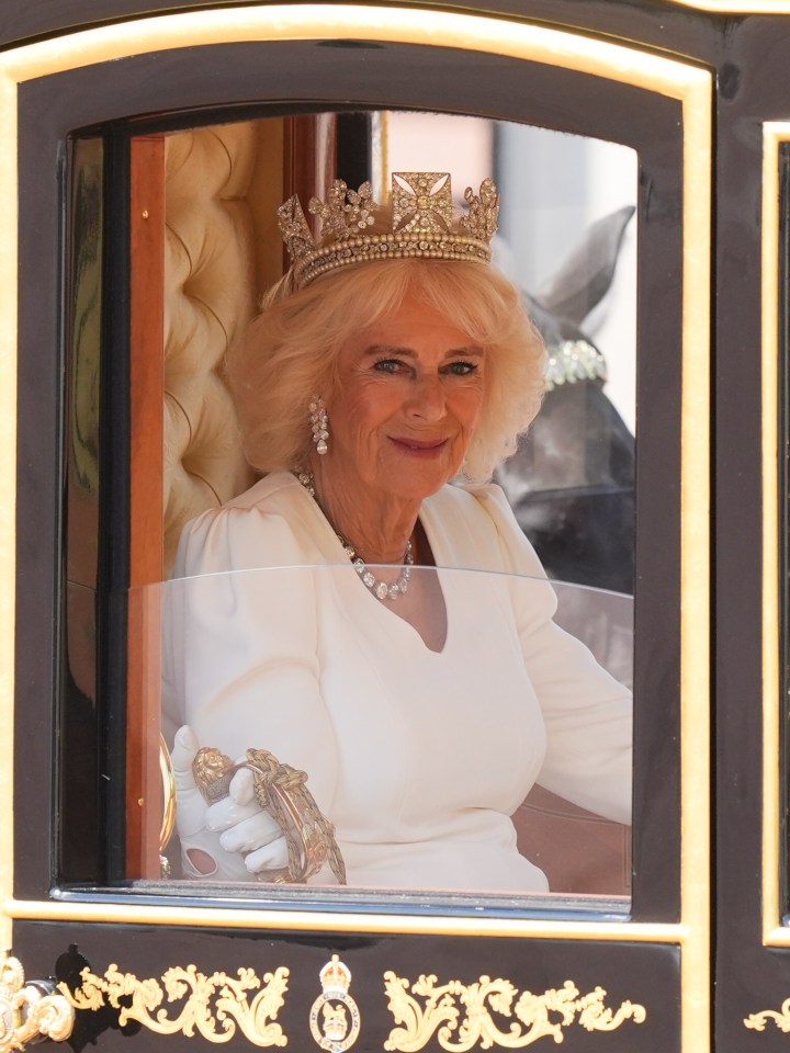 Queen Camilla in the Diamond Jubilee Carriage