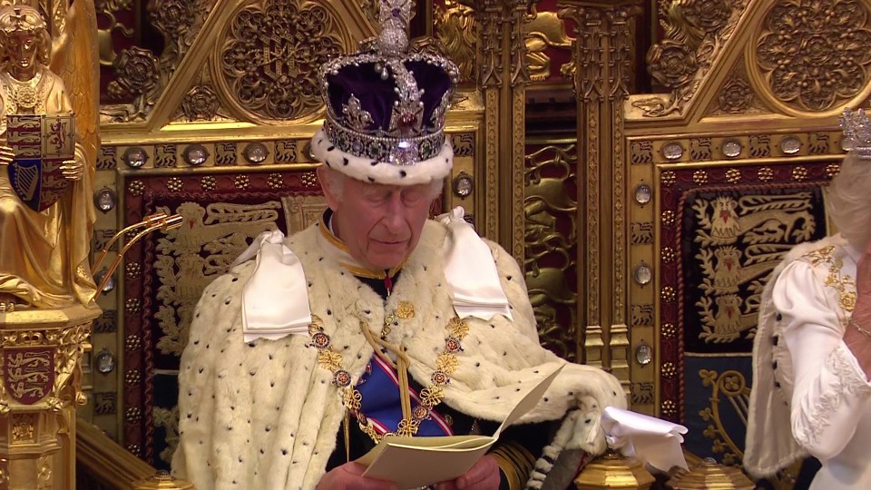 King Charles delivers the speech in the House of Lords