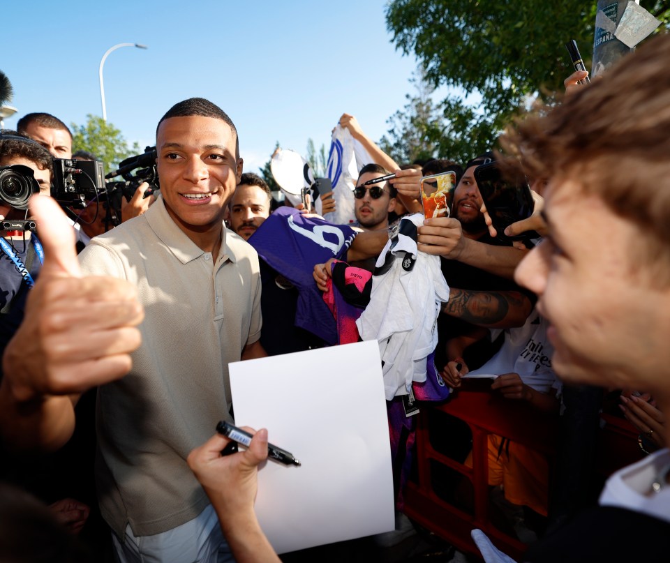 Mbappe was mobbed by fans as he made his way to the Bernabeu