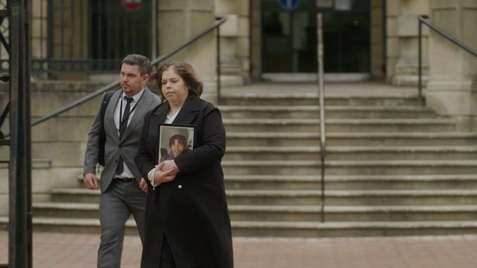 Kyron's mum Donna leaving court during one of three trials to serve justice