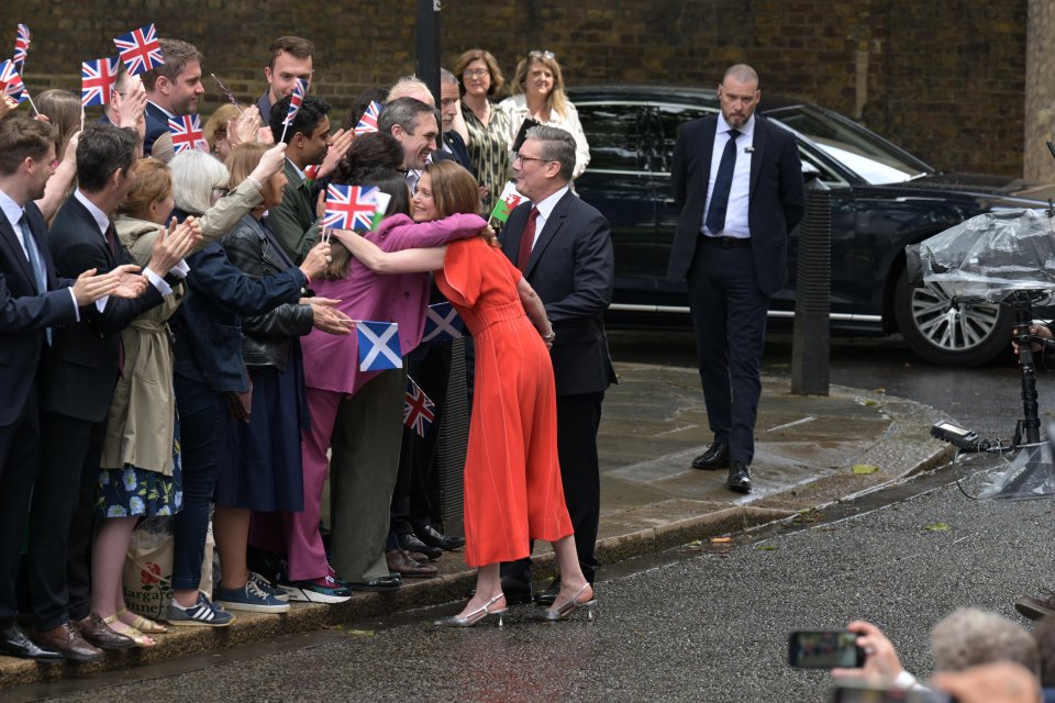 Sir Keir Starmer arrives at 10 Downing Street with his wife Lady Victoria to address the nation