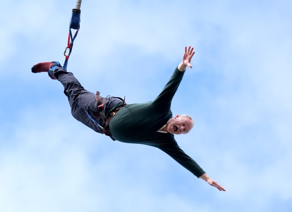 Ed Davey attempted a 160ft bungee jump in Eastbourne