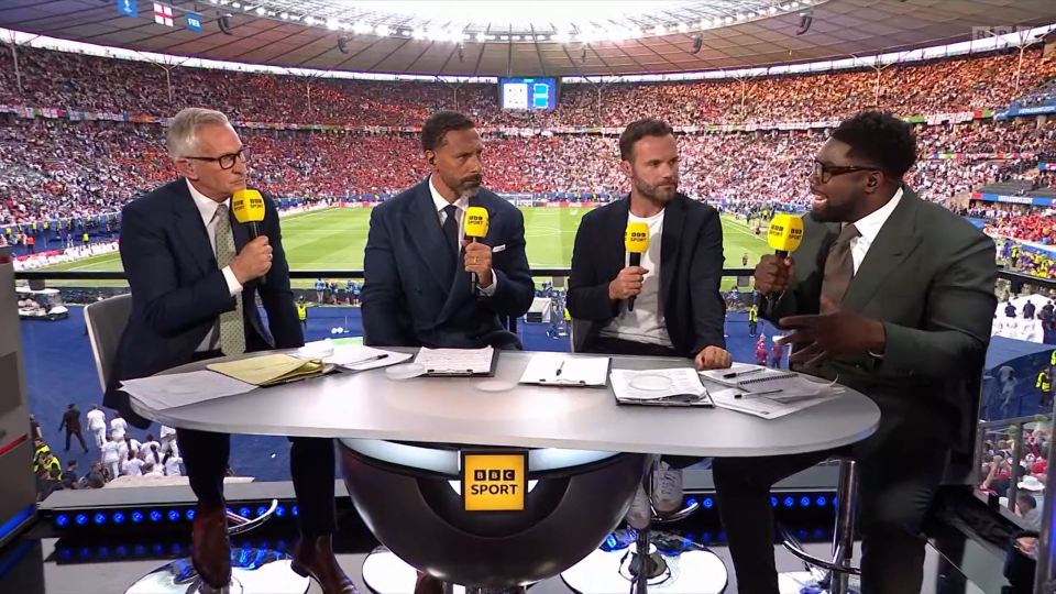 a group of men sitting around a table that says bbc sport