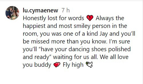 Pal Lucy Mae posted a heartbreaking tribute to Jay