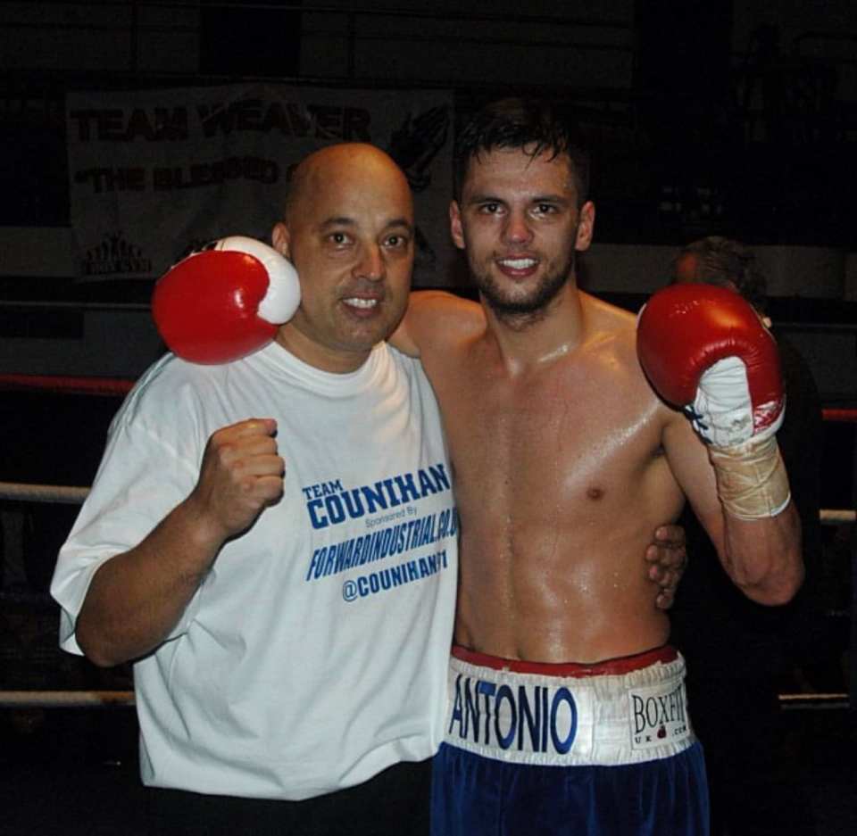 Counihan, right, seen here with his dad Paul, won 66 of his 80 amateur fights