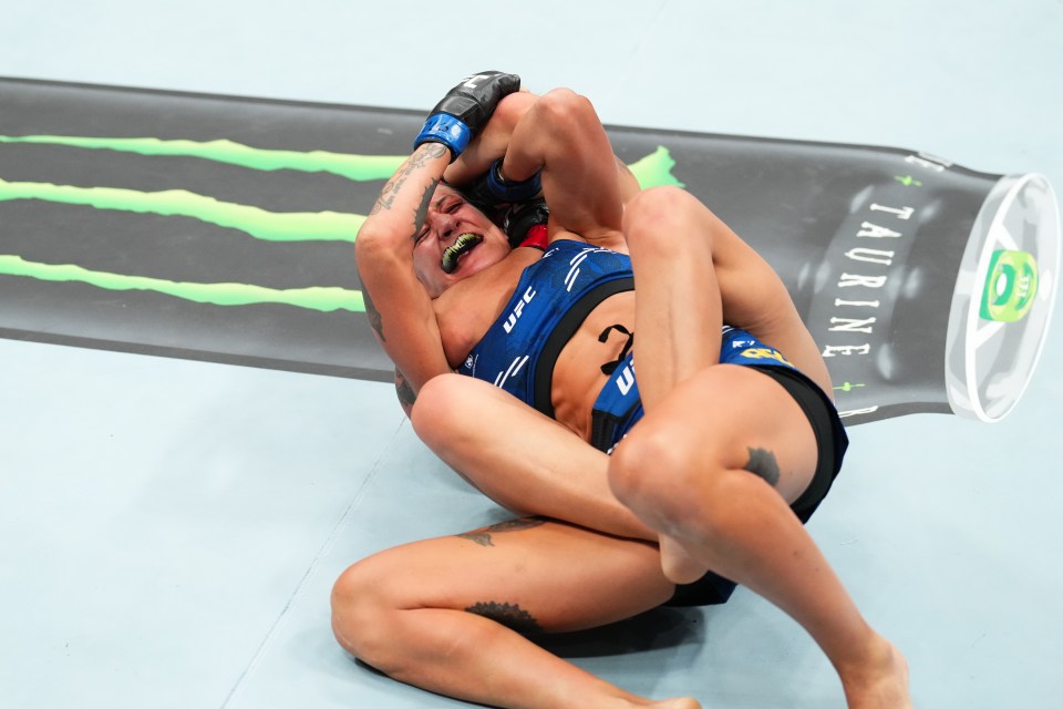 Luana Santos submitted Mariya Agapova in the first round of their strawweight clash at UFC Denver