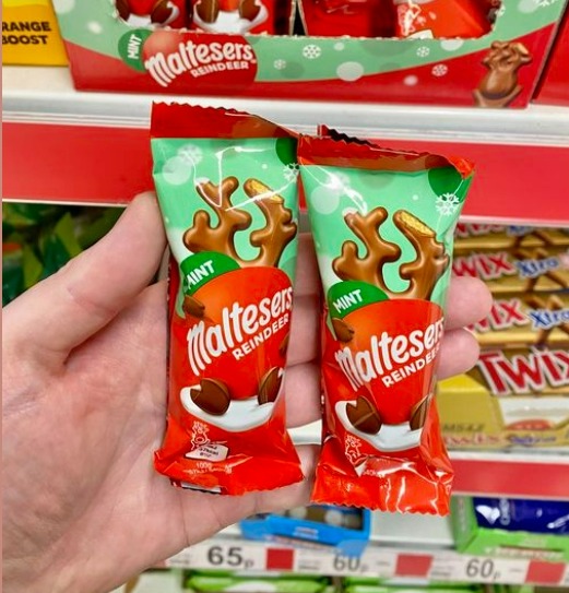 The shopper found Mint Maltesers Reindeer at Asda