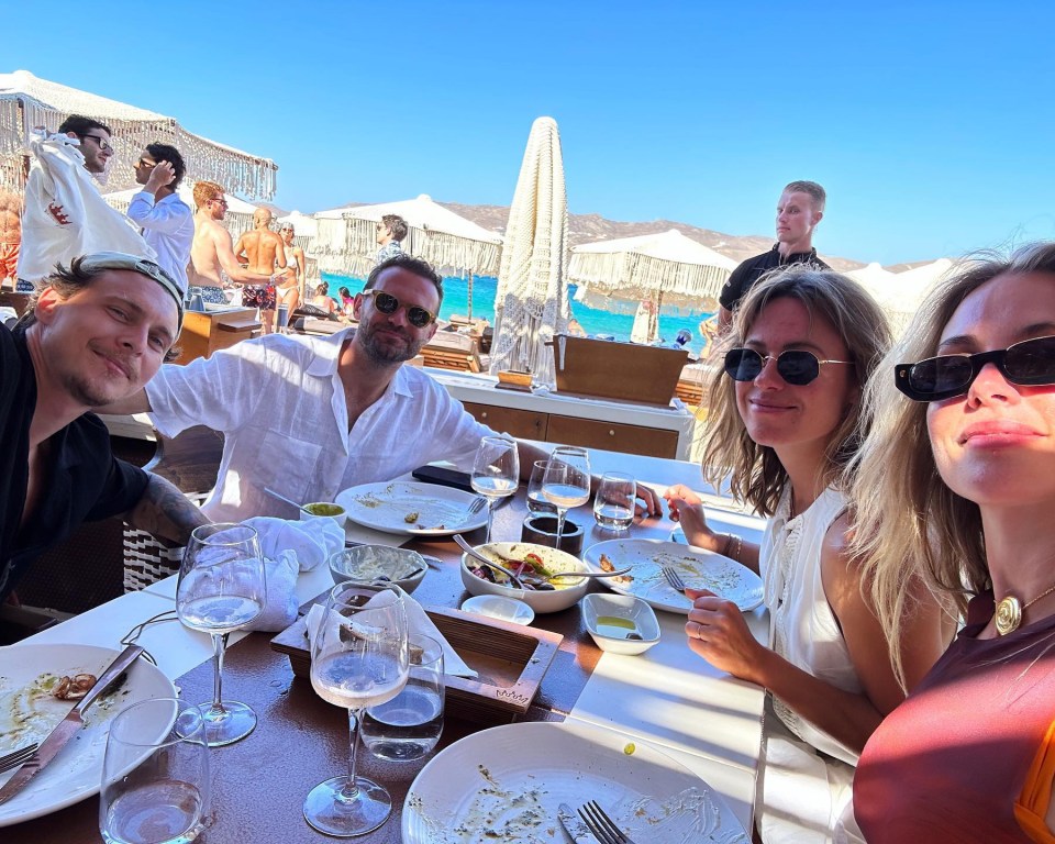 The Lindelofs enjoyed a meal by the beach with Mata and his partner