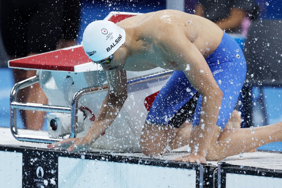 Matin Balsini of the Refugee Olympic Team preparing to compete in the 200m Butterfly heats at Paris 2024 on July 30