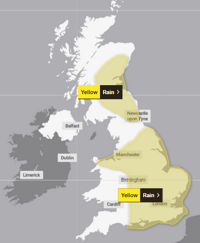 The Met office warnings carry on into Tuesday