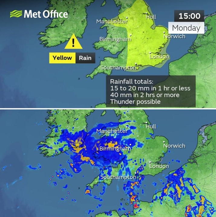 Heavy rain is expected this afternoon