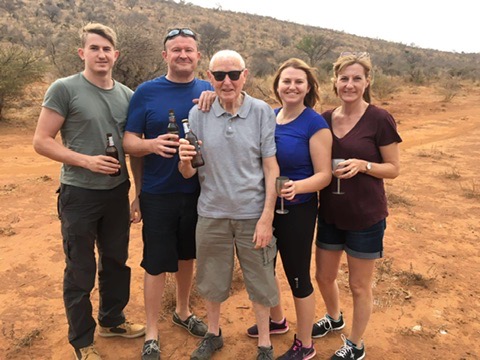 Mike pictured with family including wife Jane, 58 (right), kids Jack, 28, and Anna, 26, and his late father, Noel (centre)