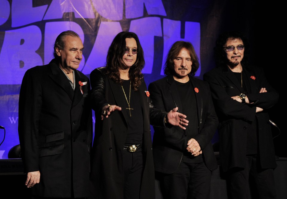 Black Sabbath members, from left, Tony Iommi, Ozzy Osbourne, Geezer Butler and Bill Ward