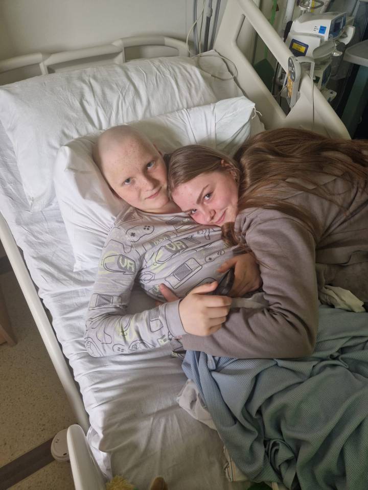 Jake and Ava in hospital, where he was receiving treatment