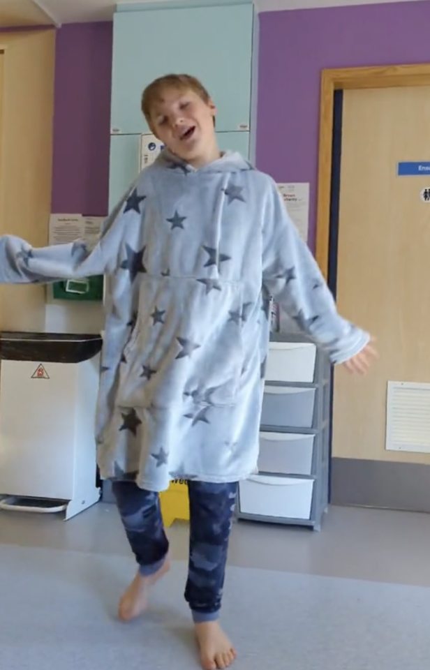 Jake dancing and staying positive while in hospital