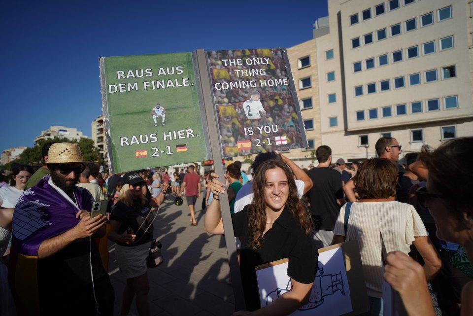 Some anti-tourism protesters even poked fun at English tourists over the Euro 2024 final defeat to Spain