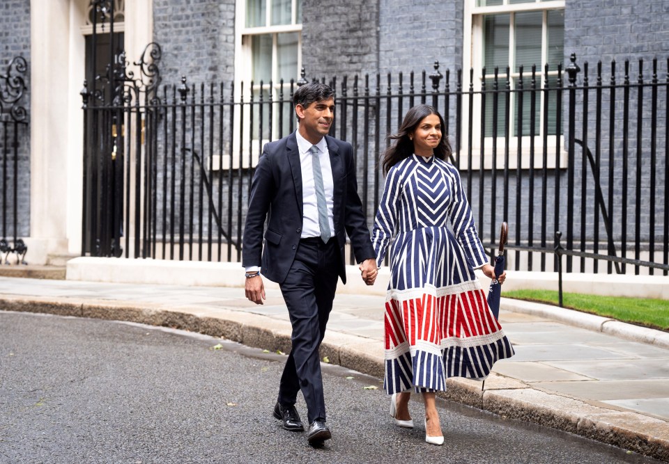 Rishi Sunak and his wife leave Downing Street after a humiliating defeat