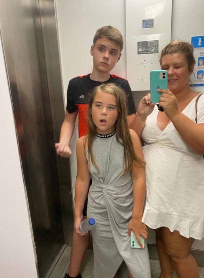 Pamela, pictured before with her son, Jayden, and daughter, Payton, would hide how much food she ate from her family in shame