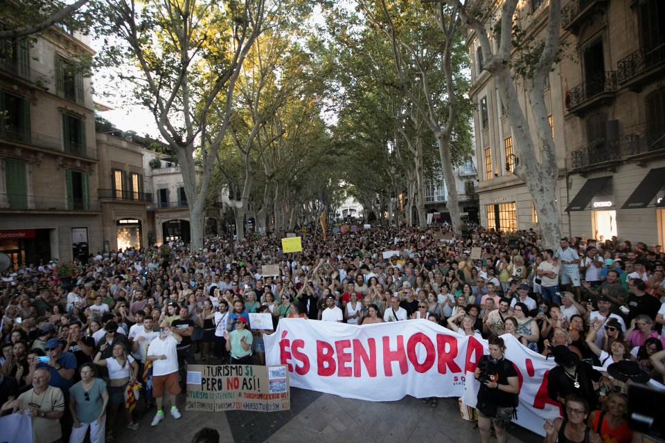 Twenty thousand anti-tourism protesters gathered in Majorca capital, Palma