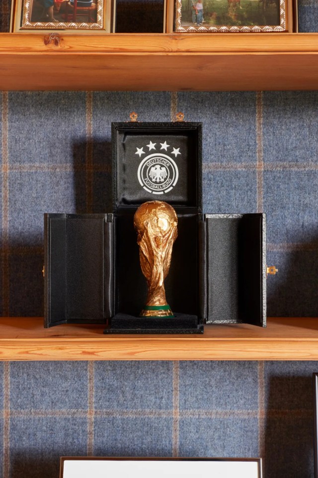 A trophy to commemorate the World Cup win by the DFB is also on display