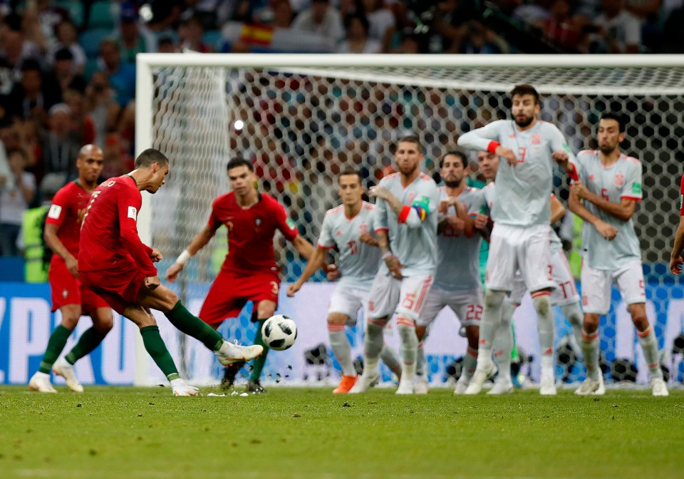 Ronaldo's only free-kick success came against Spain in the 2018 World Cup