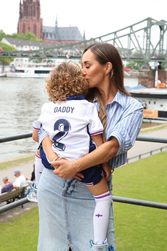 Lauryn Goodman with son Kairo Walker in Frankfurt during the Euros