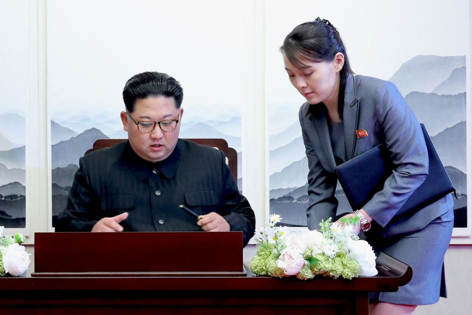 Kim Yo-jong has been seen numerous times with her brother in public, including here in 2017 as they sign as guest book