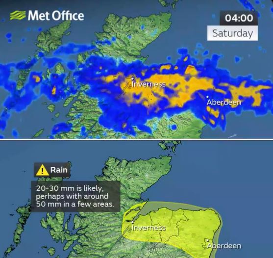 A yellow weather warning has been issued for parts of Scotland